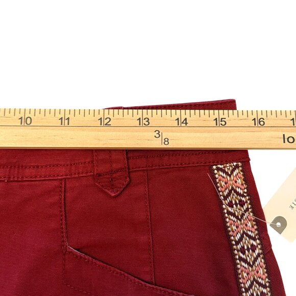 Anthropologie Women's Burgundy Pants Size 4 W/ Embroidered Side Stripes NWT - Picture 8 of 16